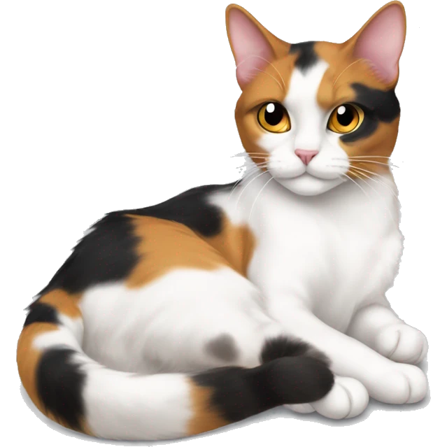 calico cat laying on her back exposing her white tummy emoji