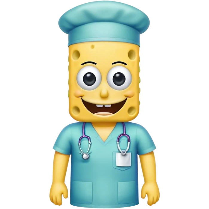 Sponge Bob wearing scrubs emoji