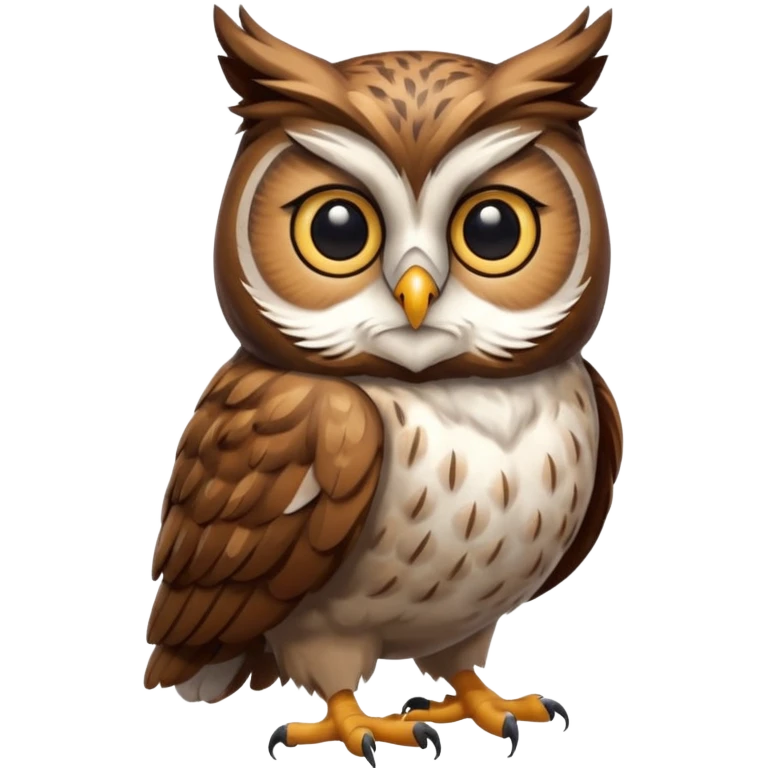 The real-life full sized owl with cat's face on transparent background emoji
