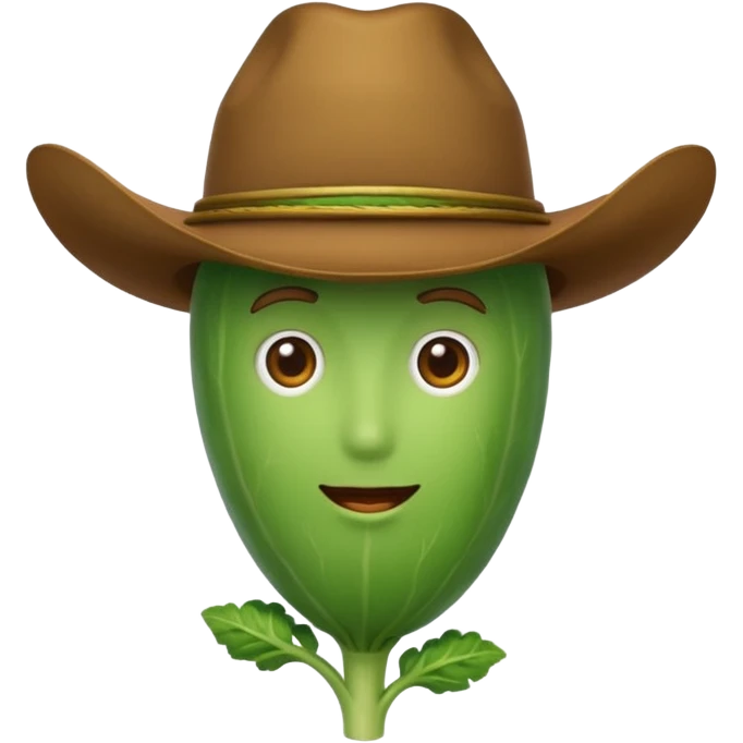 faceless green vegetable with a top cowboy hat emoji