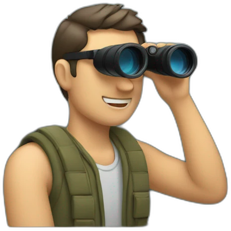 man with binoculars in a window emoji