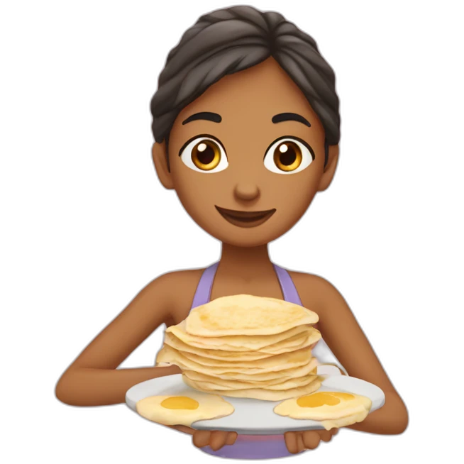 Fille qui fait des crepes emoji