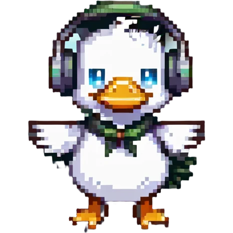 duck dancing to dubstep with headphones emoji