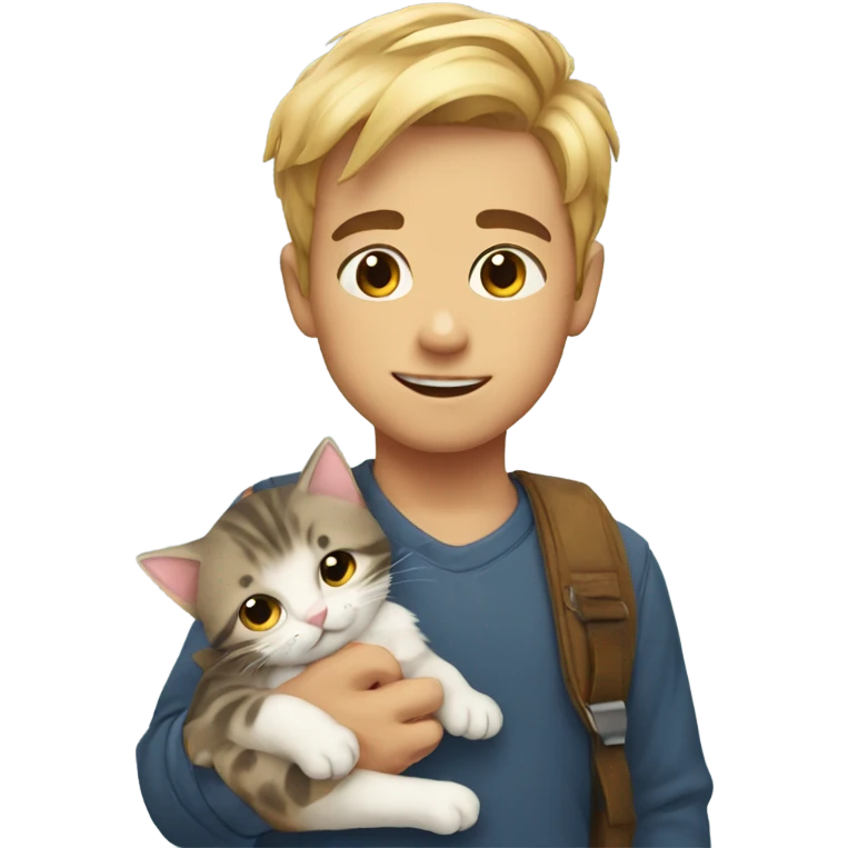Boy with kitten on his chest emoji