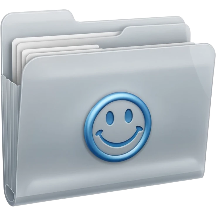 A **simple emoji-style icon** of a **frosted light-gray plastic folder** with **rounded corners**, **elastic string and button closure**, slightly translucent, clean front, subtle shading, and a **small tax/forms symbol** in one corner.
 emoji
