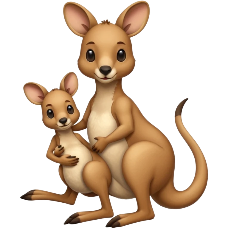 A kangaroo which has its baby kangaroo in its pouch emoji