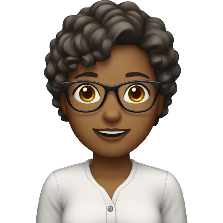 Girl with short wavy hair and glasses emoji