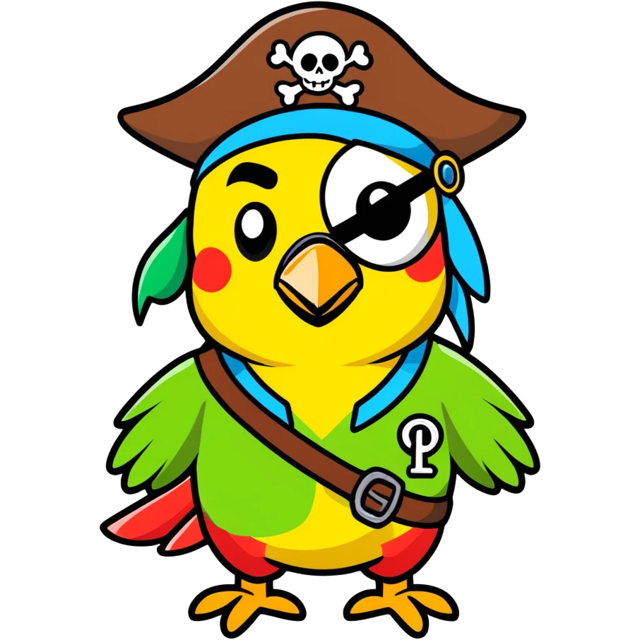 pirate with eye patch and parrot emoji