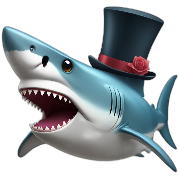 Shark with a top hat emoji