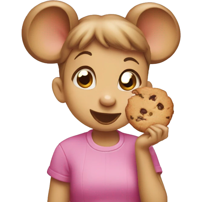 girl mouse eating cookie emoji