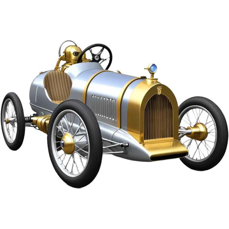  1956 luxury racing C-3PO Rolls Royce lowered powerful 4 cylinder engined silver ghost racing cyclekart with advanced rugged independent suspension, power steering and disc brakes  emoji