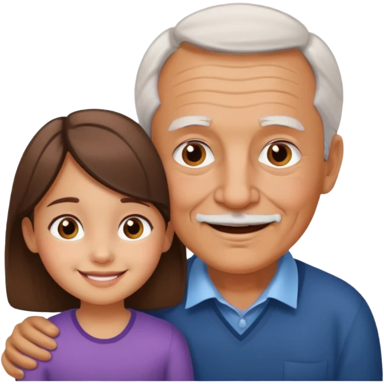 Abuelito blanco con su nieta pequeña morena emoji