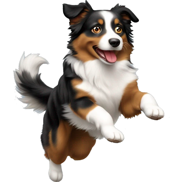 Jumping Australian shepherd over anvil emoji