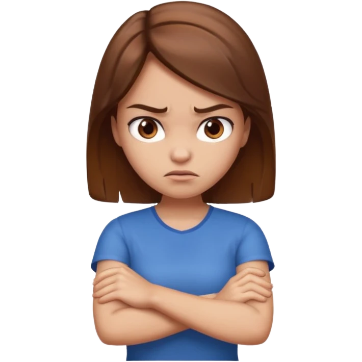 Girl arms crossed angry brown hair  emoji