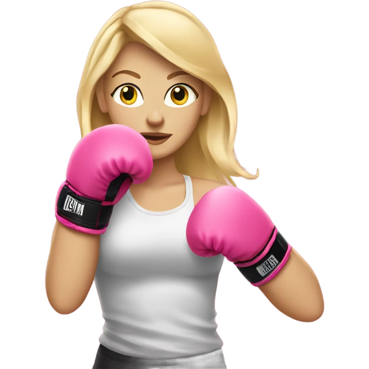 blonde girl wearing pink boxing gloves emoji