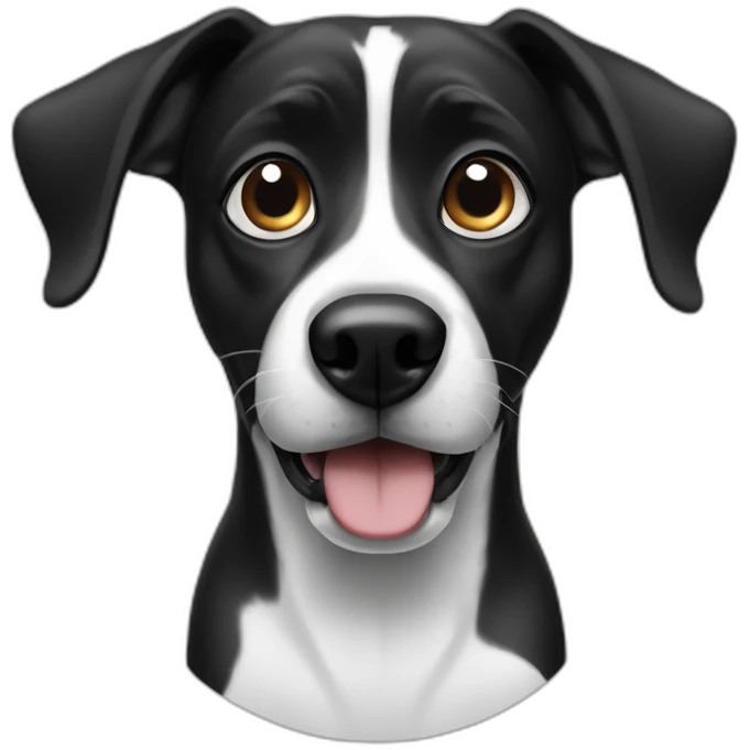 Fisheye begging black and white borador dog emoji