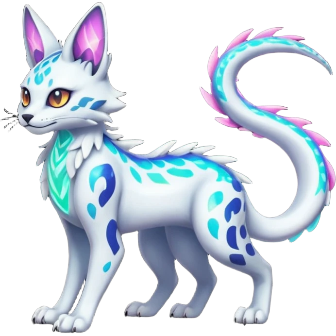 Neon Vibrant Pulsating Trail-glowing Chromatic Trico-Serval-Absol-Silvally-Dragon-Snake-fusion-hybrid emoji