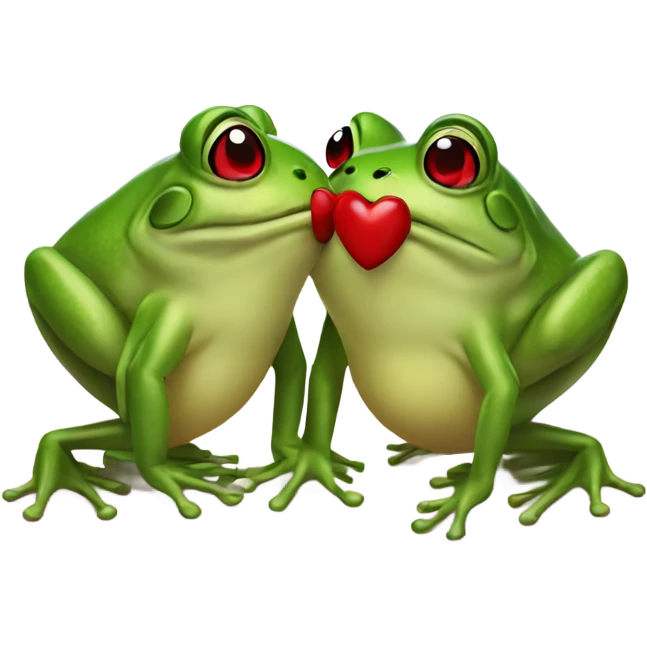 Kissing frogs with Heart and red lips emoji