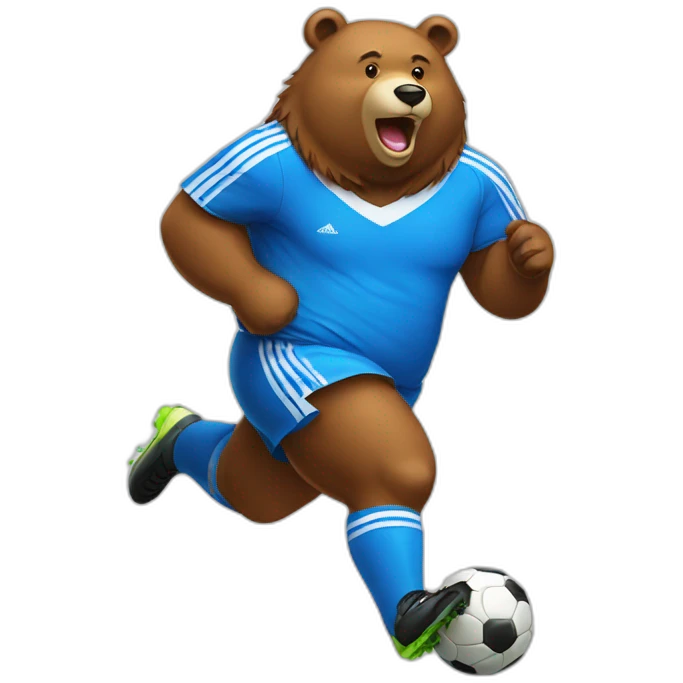 fat bear as soccer palyer running emoji