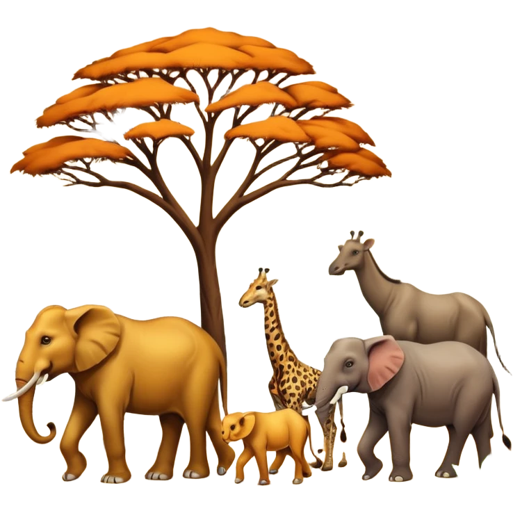 the big five - a lion, leopard, elephant, buffalo and giraffe emoji