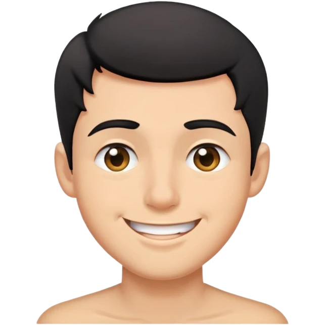 Short black haired male winking with a big smile, young man with short black hair winking one eye and smiling happily emoji