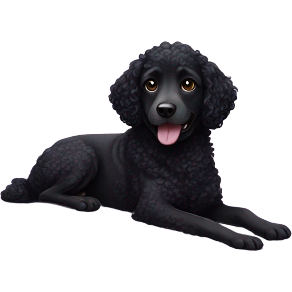 Black curly dog with purple blanket emoji