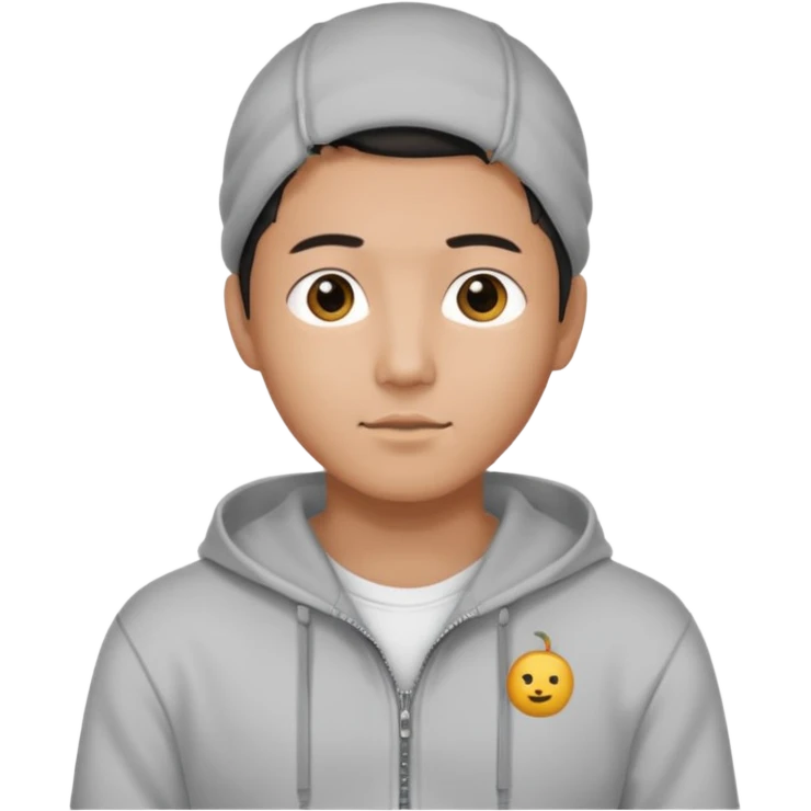 Create a handsome korean men with a white tshirt and a hoddy with ziper emoji