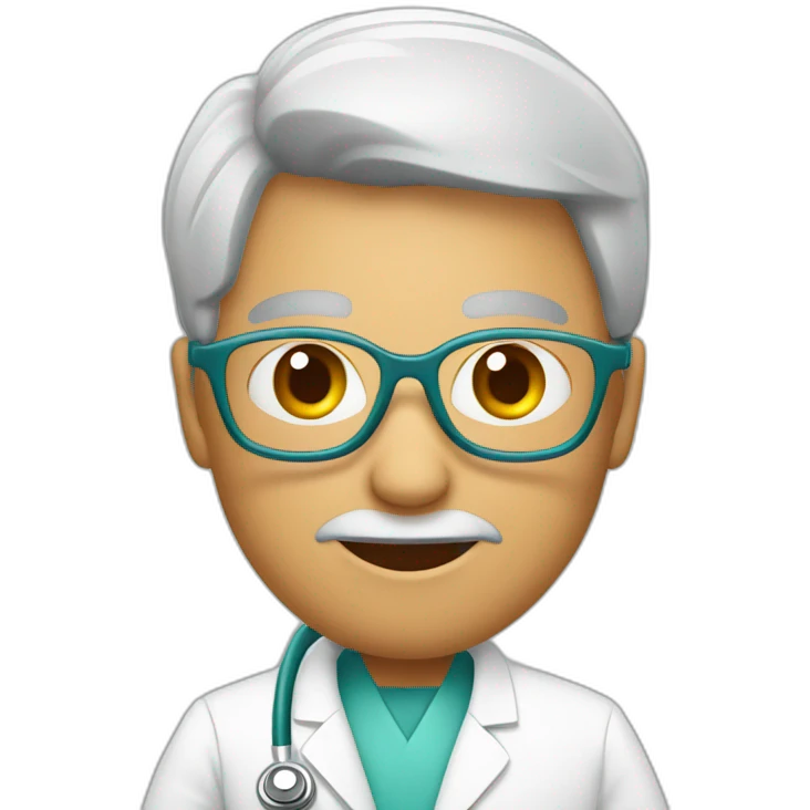médica ruiva usando óculos emoji