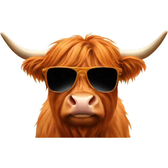 A ginger highland cow with sunglasses  emoji