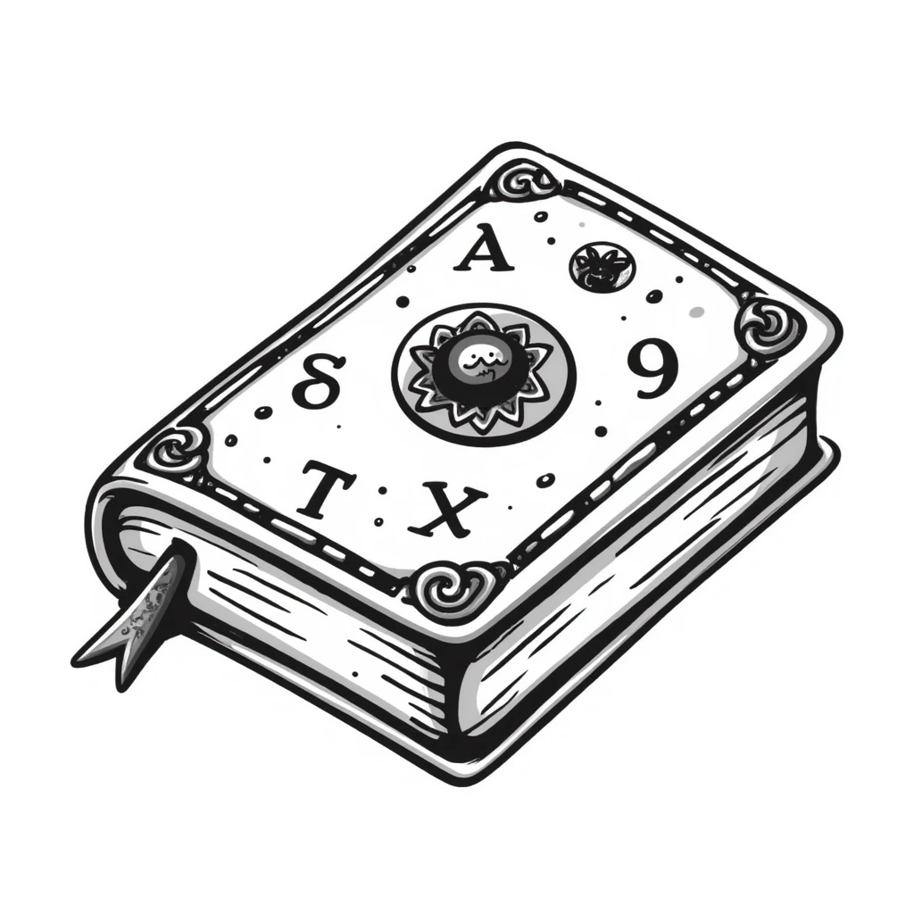 Магическая закрытая книга  — декоративная обложка  алхимическими знаками. Обложка украшена винтажными завитками,  таинственным сиянием. emoji
