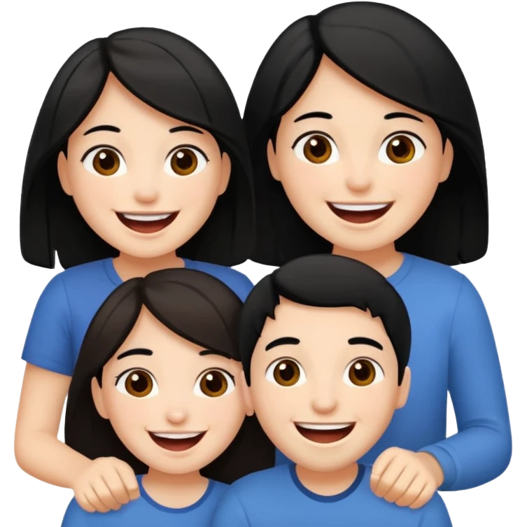 3 friends having fun, one with black hair, 2 with brown hair  emoji