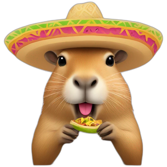 capybara eating a taco wearing a sombrero emoji