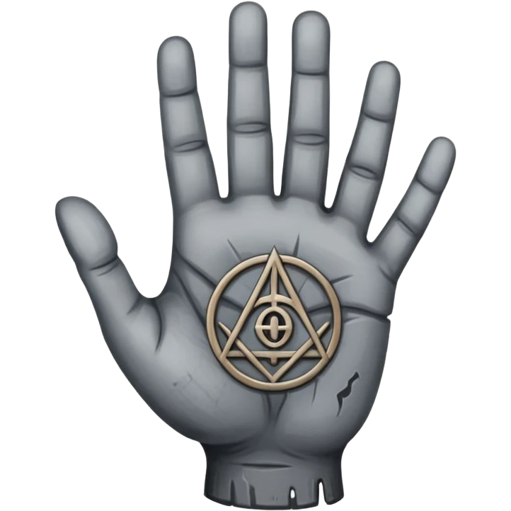 grey hand with an occult symbol on the palm emoji