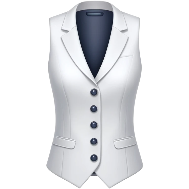 white formal vest for women with 3 white buttons and 2 front pockets emoji