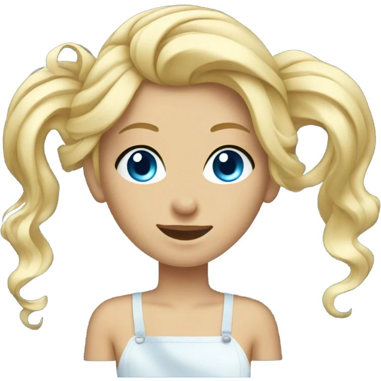 Blonde beautician washing hair with blue eyes emoji