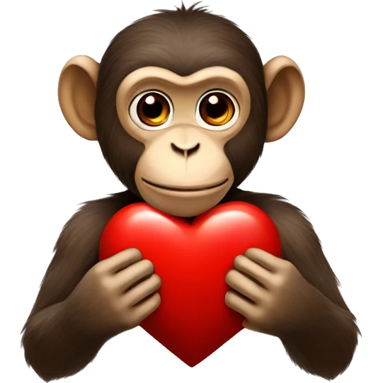 monkey holding a red heart emoji