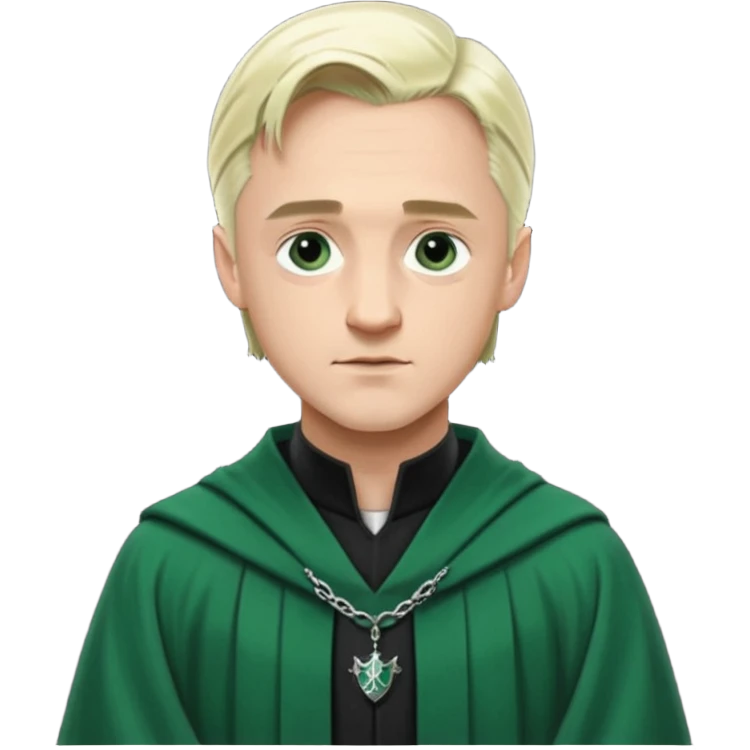 Draco Malfoy at 37 years old, silver-blond hair, sharp features, elegant Slytherin-inspired robes, mature but not old emoji