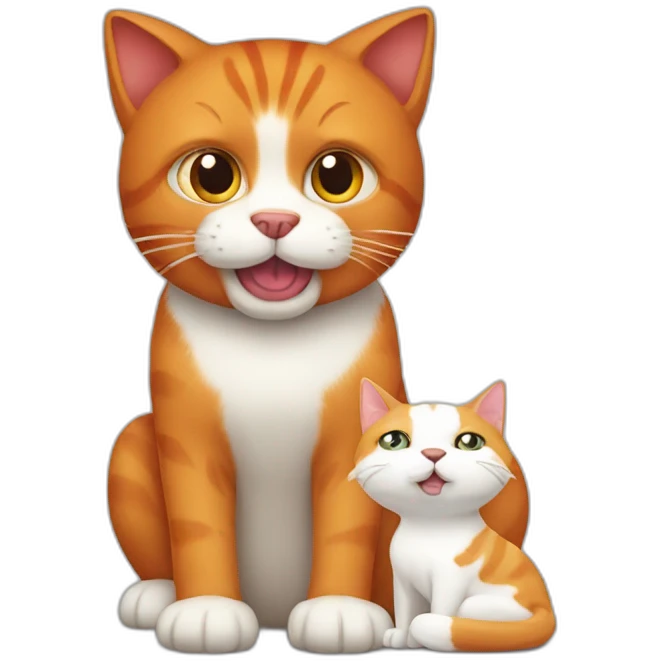 Red cat eating white dog emoji