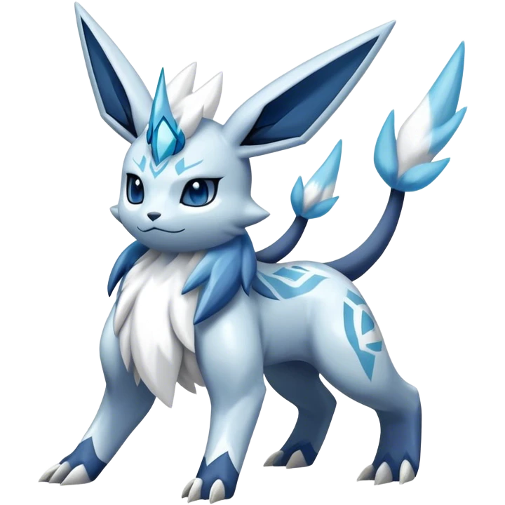 Fluffy ethereal Kyurem-Glaceon-dialga-hybrid, full body emoji
