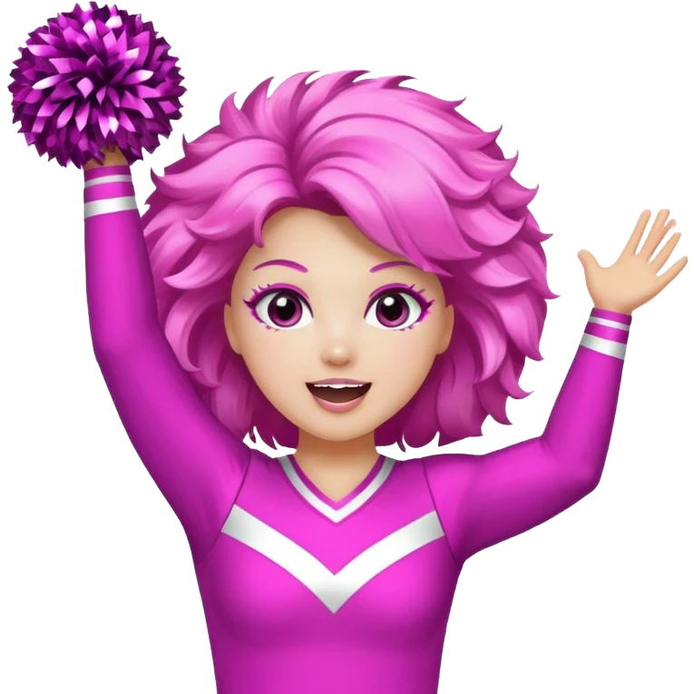 football cheerleader, big cheering pom, pink and twinkle emoji