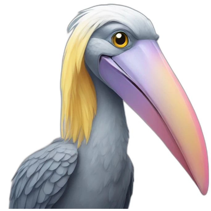 A rainbow shoebill emoji
