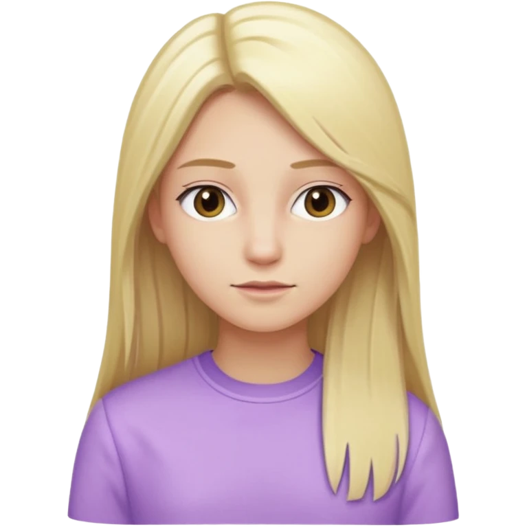 back view of a person, blonde with long straight hair, wearing pastel purple clothes, variation 2 emoji