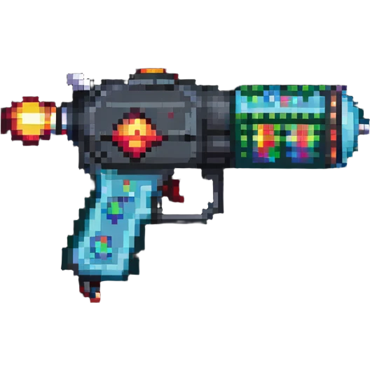 simple and bold raygun in pixel art style emoji