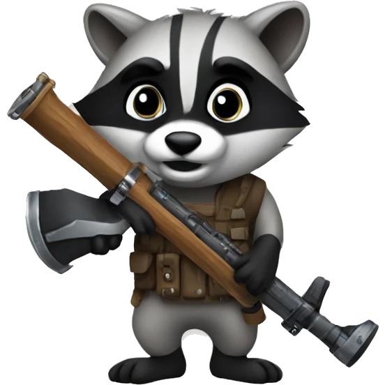 a raccoon holding a rpg emoji
