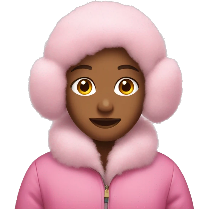 Girl with pink earmuffs and fluffy pink coat on  emoji