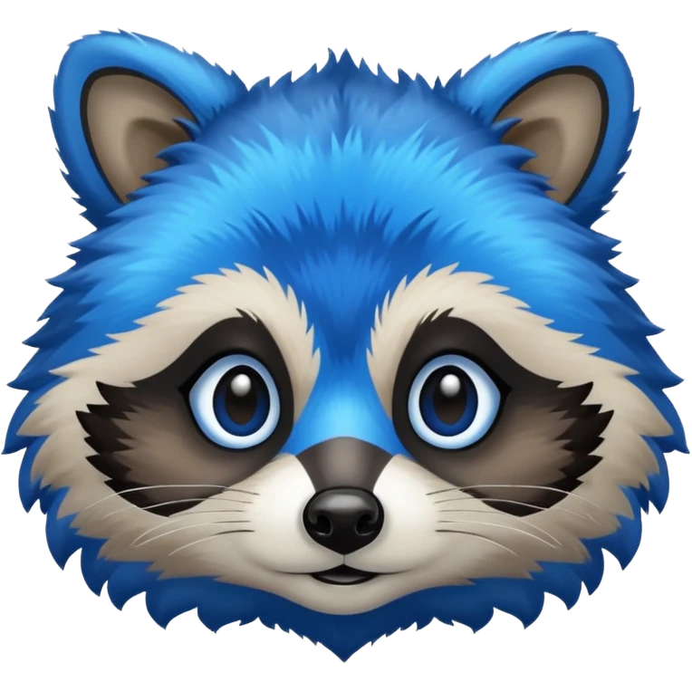 Bright blue racoon face emoji