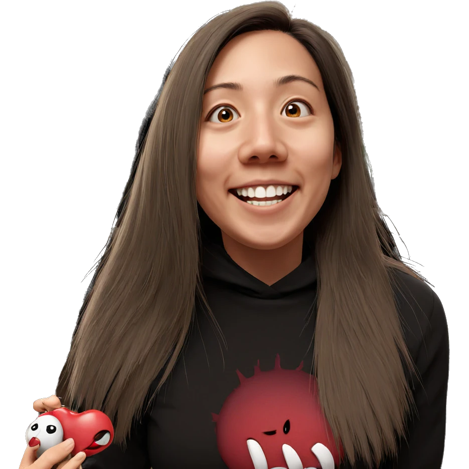 smiling girl in horror setting emoji