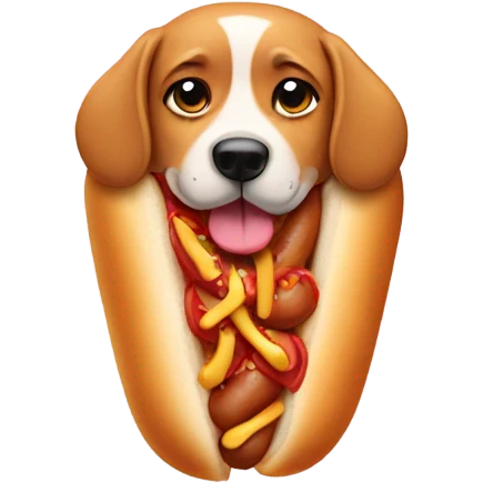 dog wrapped in hot dog bun emoji