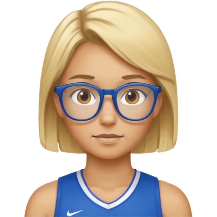 Blonde Athlete with Glasses – Blonde hair, blue sports jersey.

 emoji