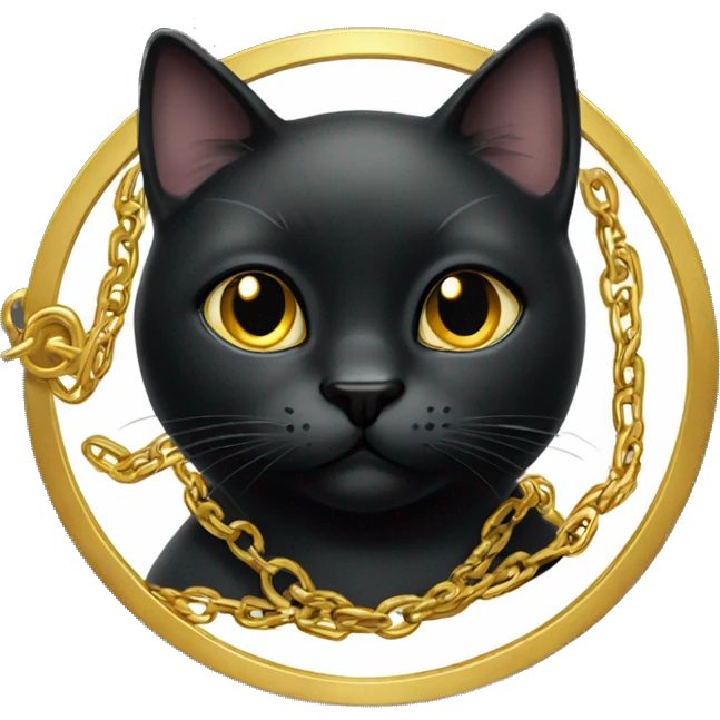 black cat with gold chain emoji